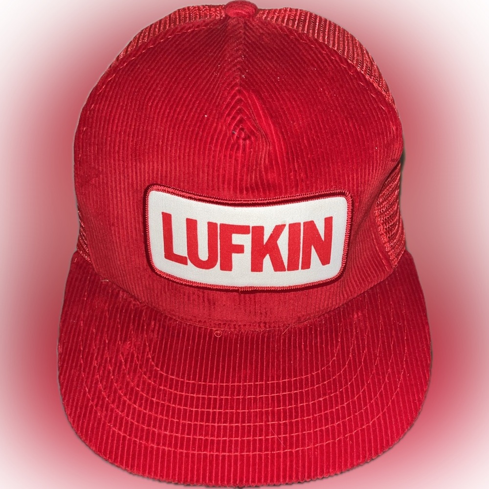 Vintage Lufkin Corduroy Trucker Hat – Red Snapback Mesh Cap